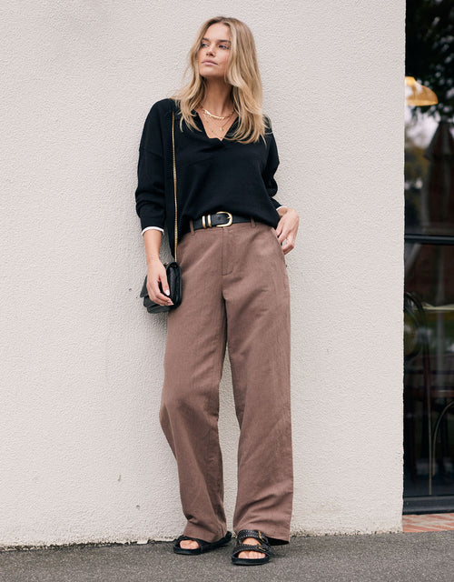 Chicago Linen Pant - Chocolate