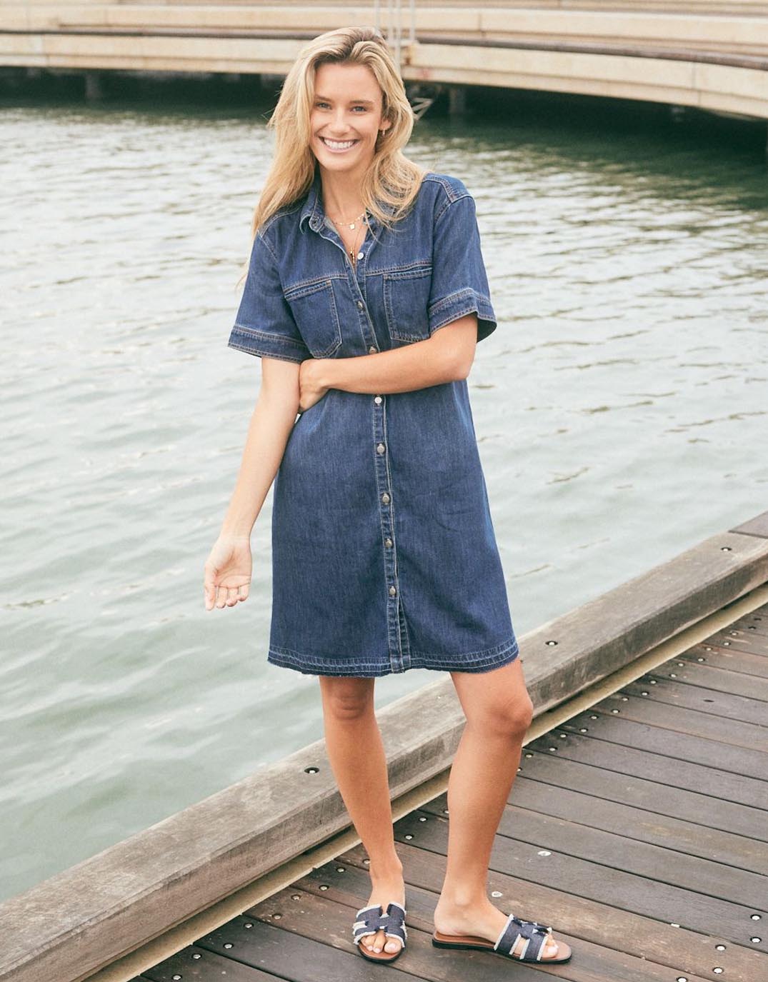 Claudia Denim Dress - Dark Wash White & Co. for Sale Online Australia