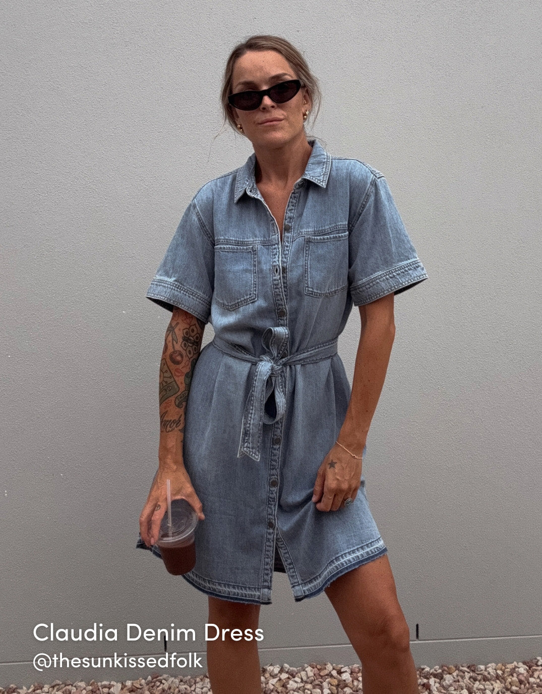 Claudia Denim Dress - Mid Wash