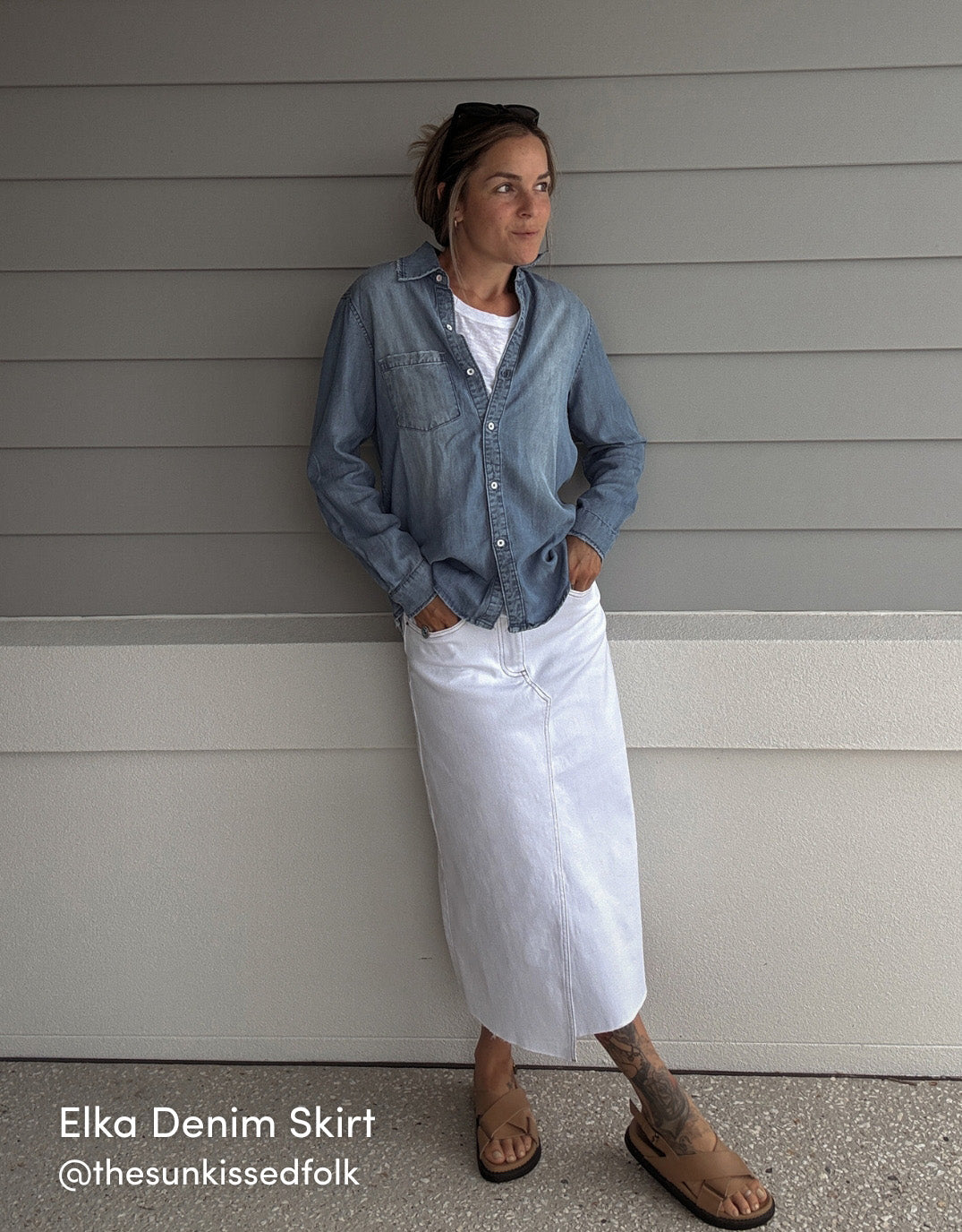 Elka Denim Skirt - White