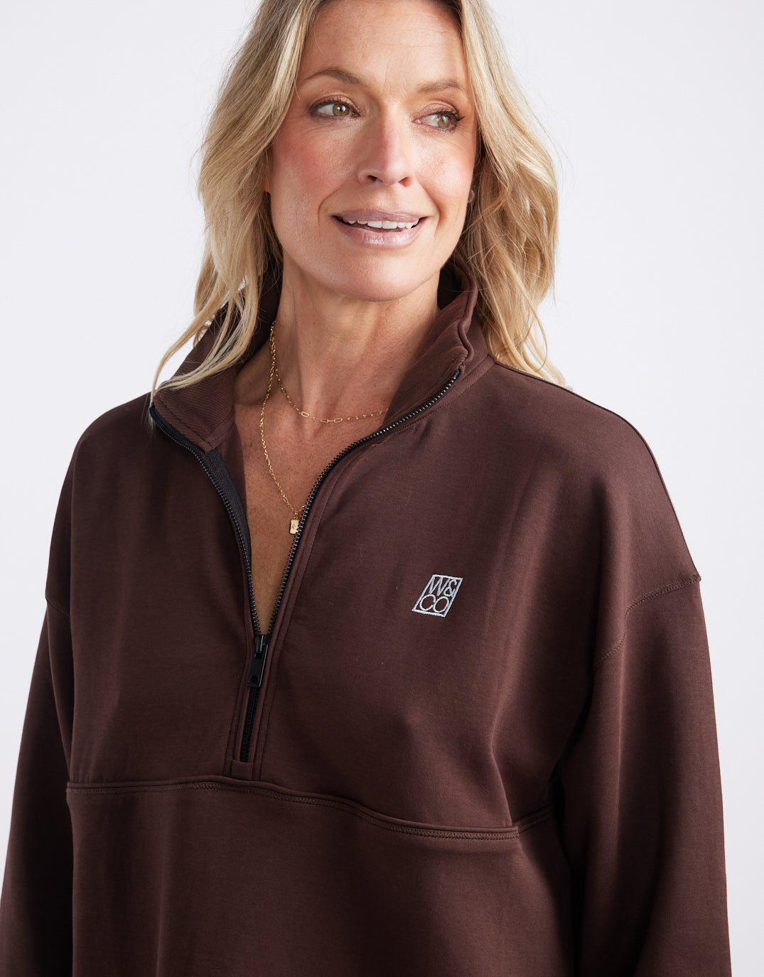 white-co-escape-super-soft-half-zip-top-chocolate-womens-clothing