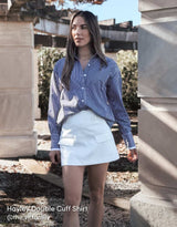 Hayley Double Cuff Shirt - Navy/White
