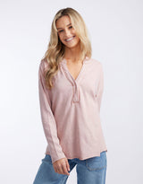 Henley Sunset Top - Dusty Pink