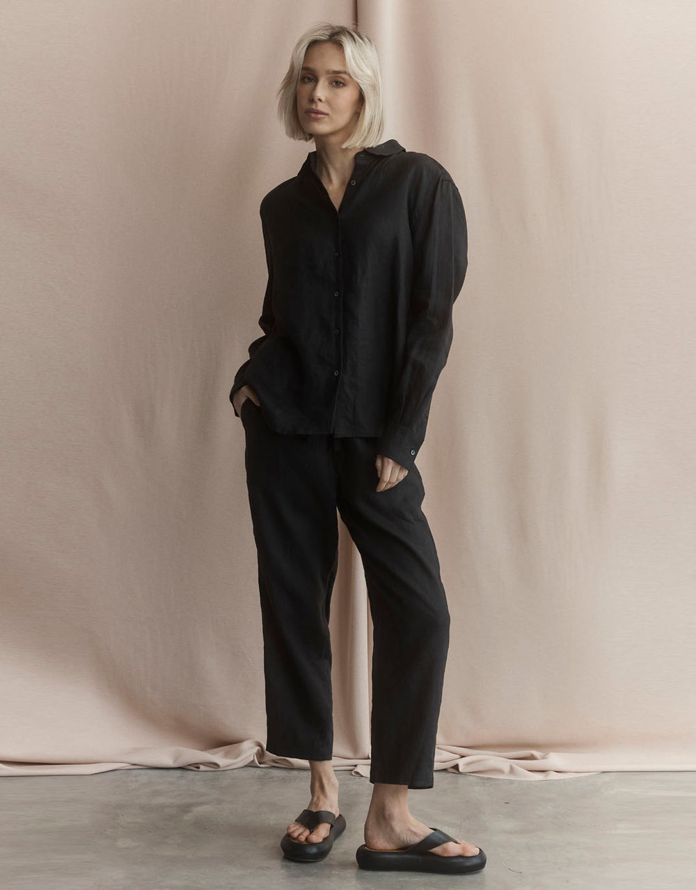 white-co-katie-linen-shirt-black-womens-clothing