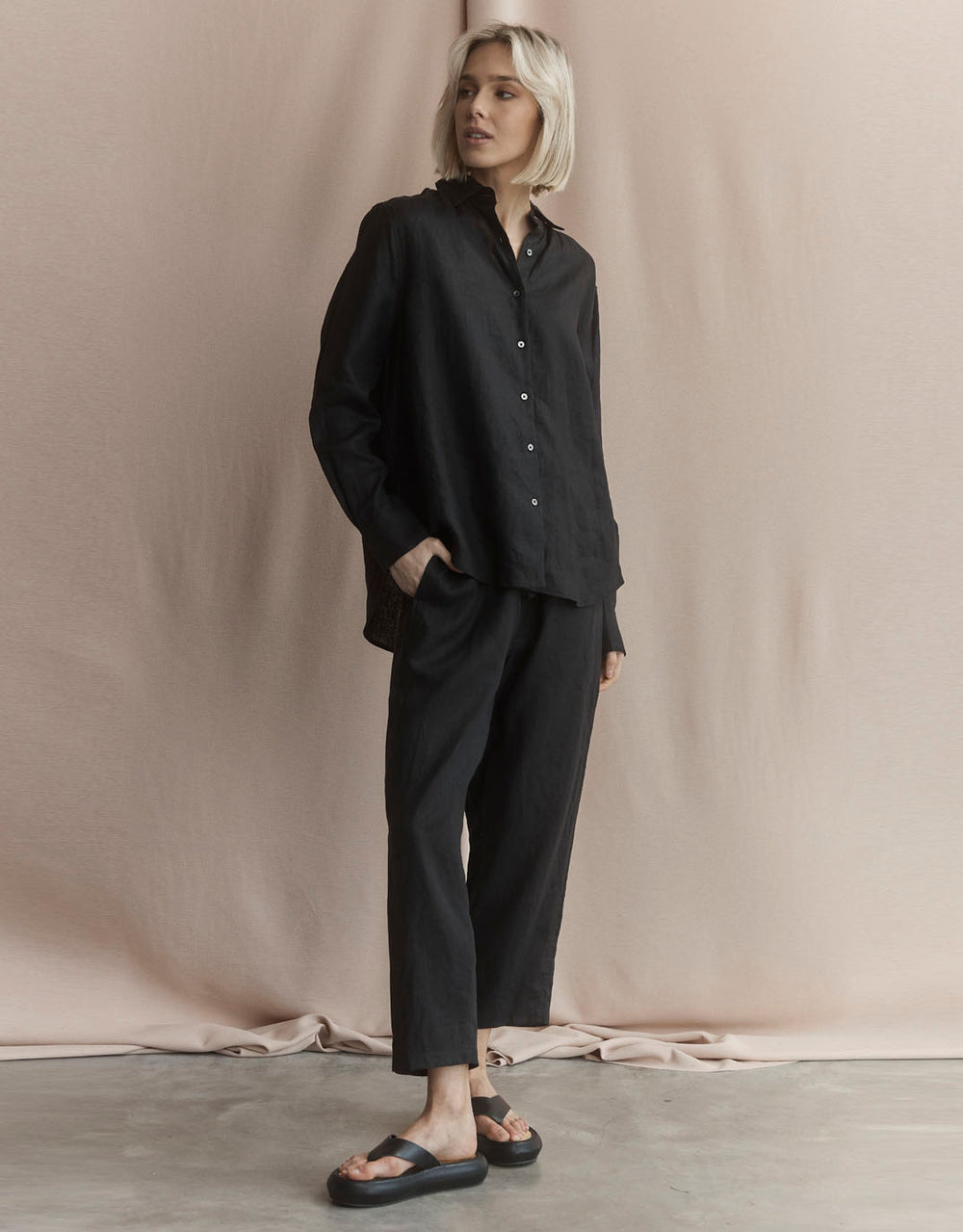 white-co-katie-linen-shirt-black-womens-clothing