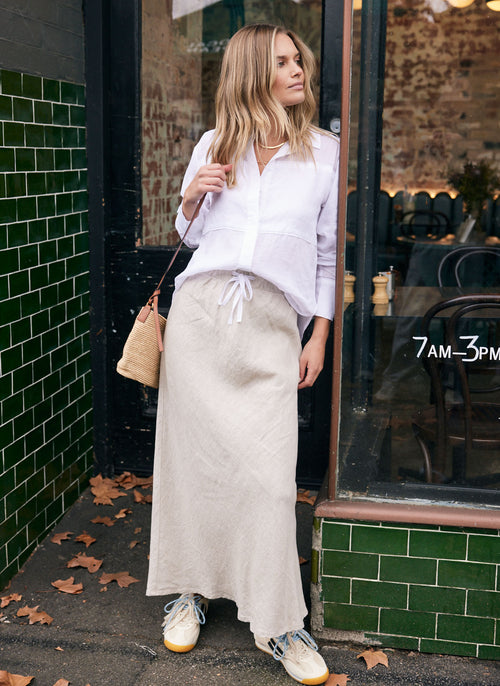 Linen Slip Skirt - Natural