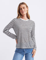 Long Weekend Top - White/Black Stripe