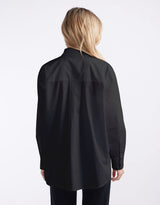 Oversized Scoop Hem Shirt - Black