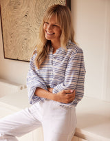 Malibu Blouse - Blue/White Stripe