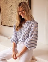 Malibu Blouse - Blue/White Stripe