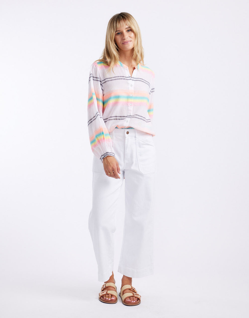 white-co-malibu-blouse-neon-stripe-womens-clothing