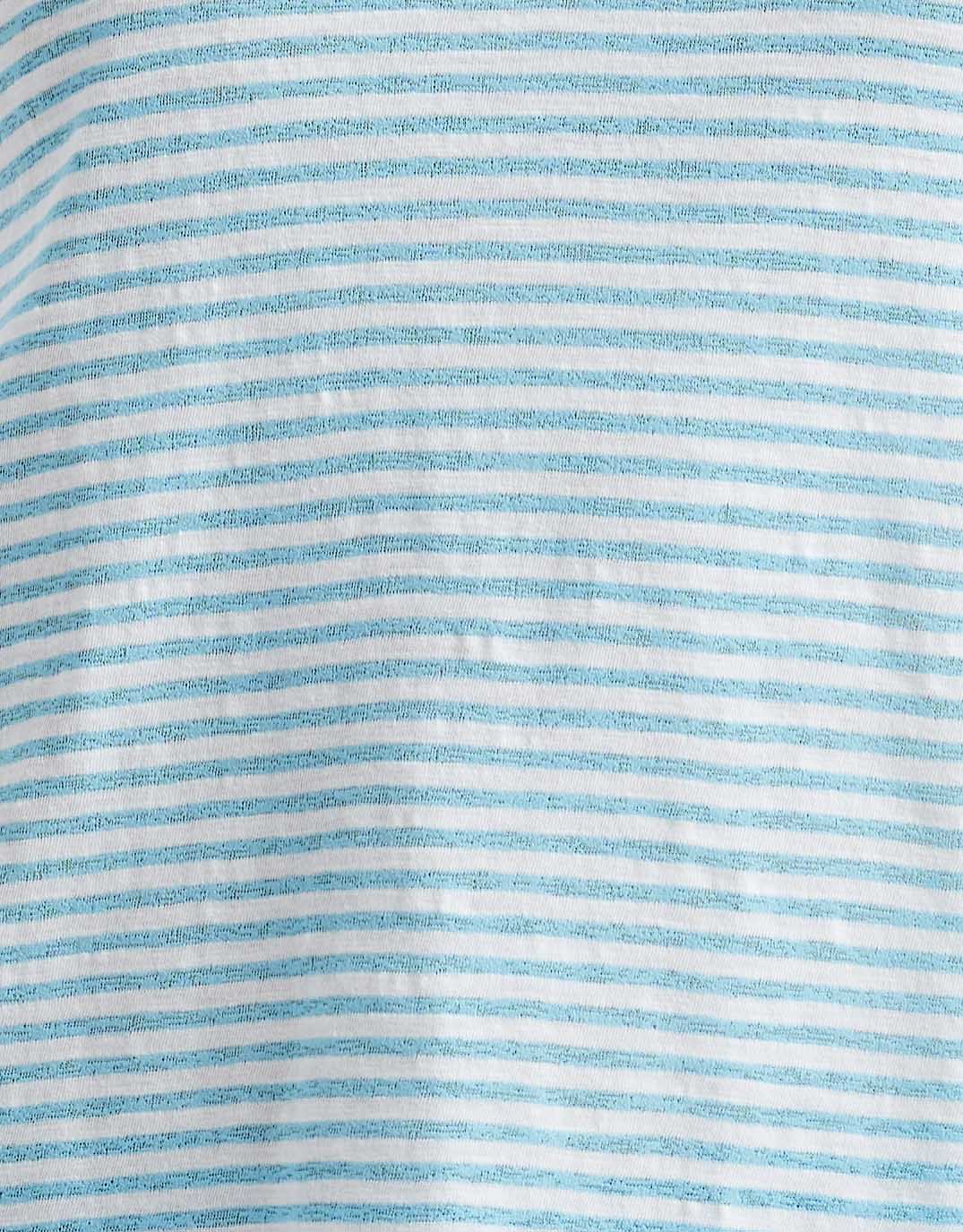 Sorbet Stripe Vee Neck Tee - Azure Blue