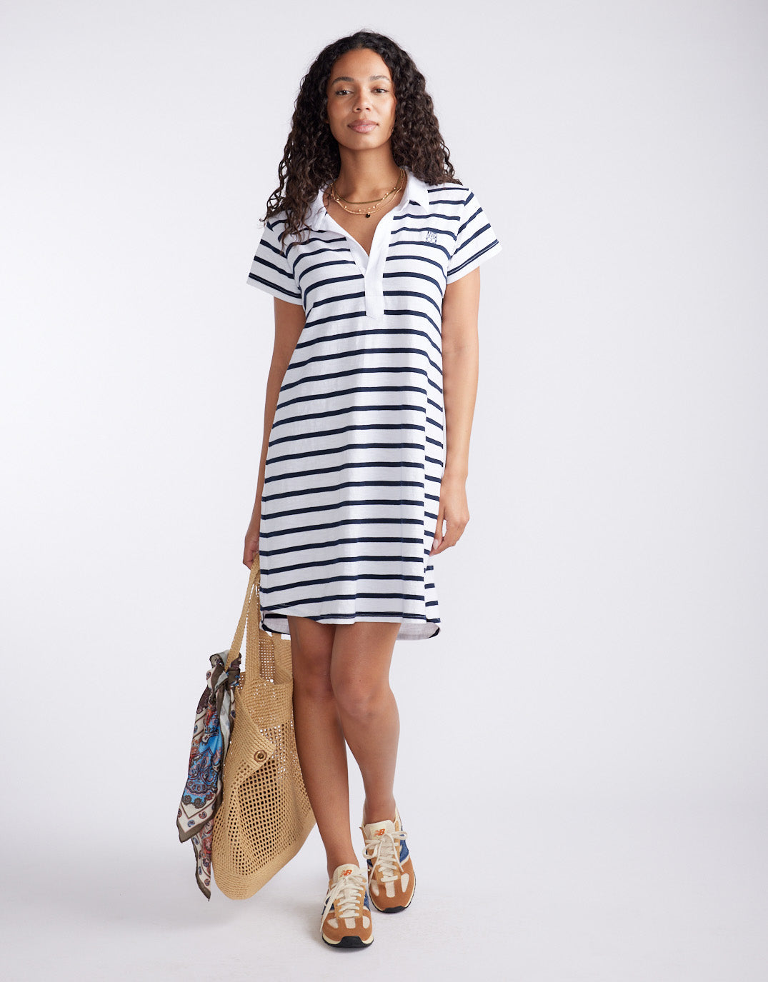 Olivia Polo Tee Dress - Navy/White Stripe