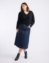 Catalina Midi Skirt - Indigo