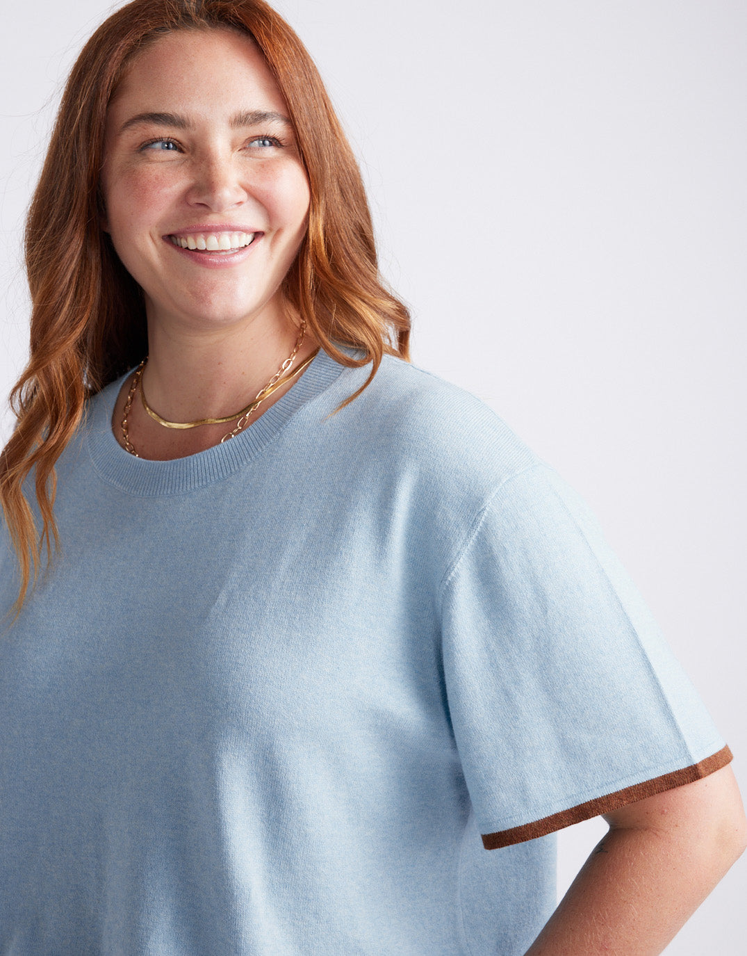 Frenchie Cotton Cashmere Tee - Ice Blue