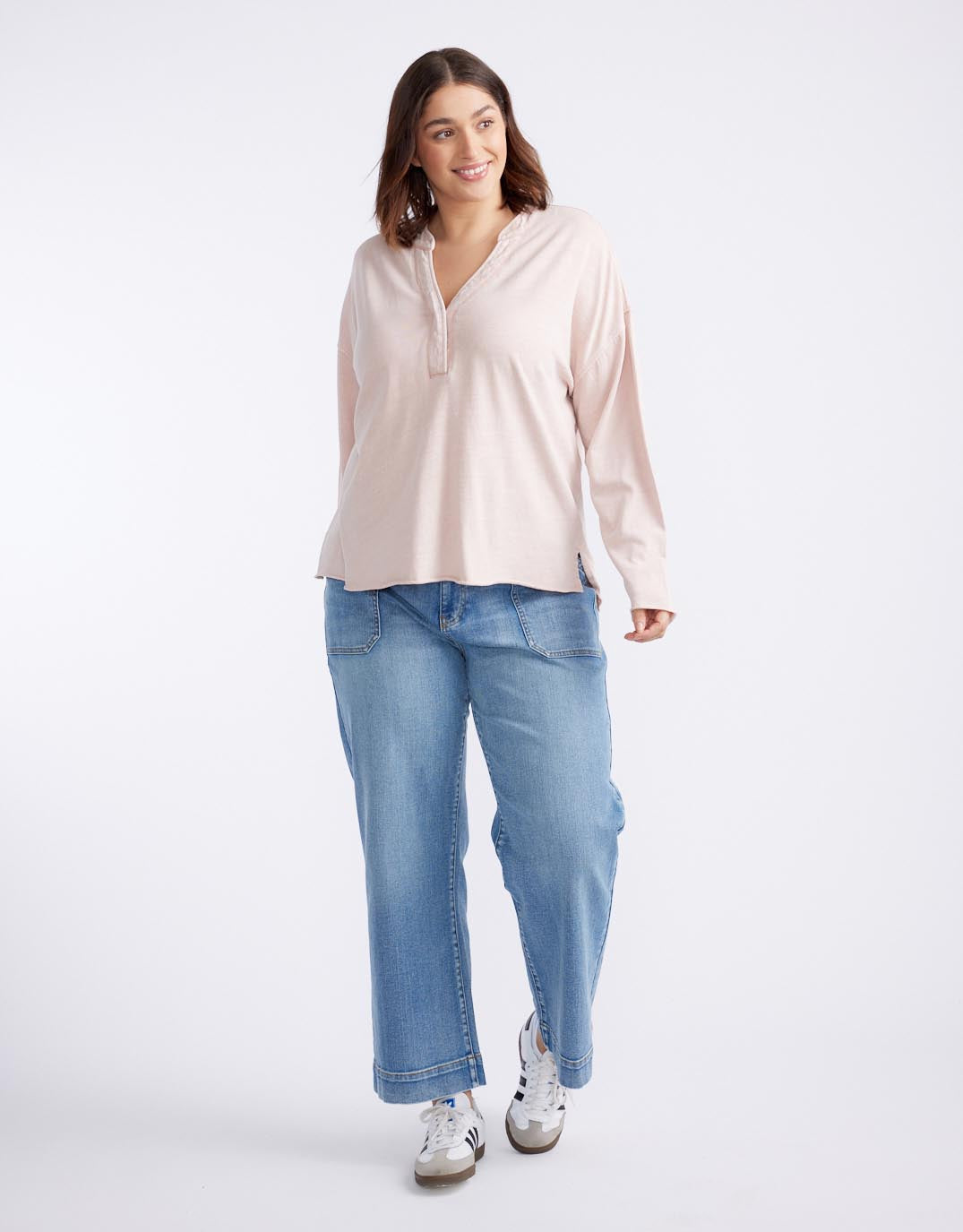 Henley Sunset Top - Dusty Pink