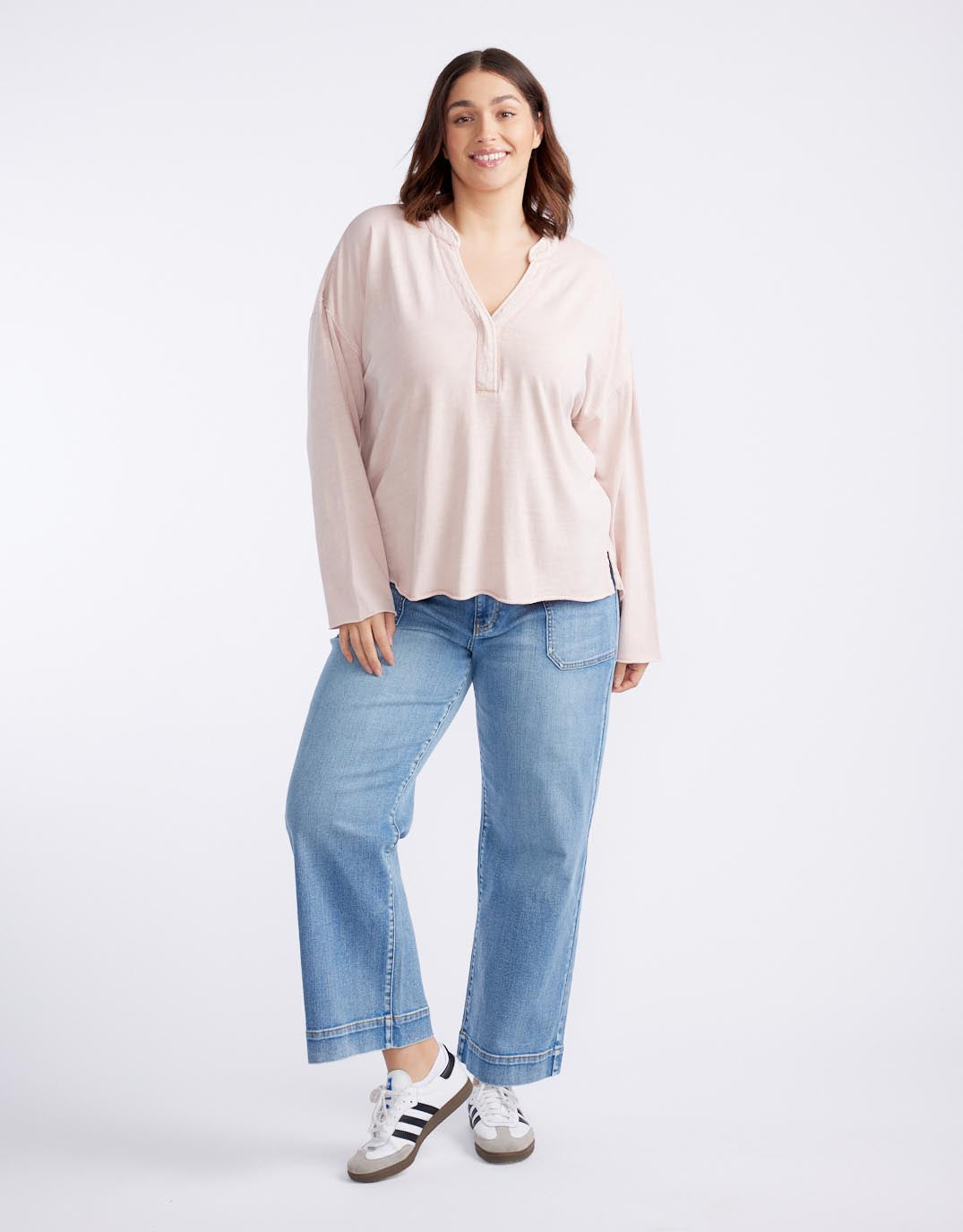 Henley Sunset Top - Dusty Pink
