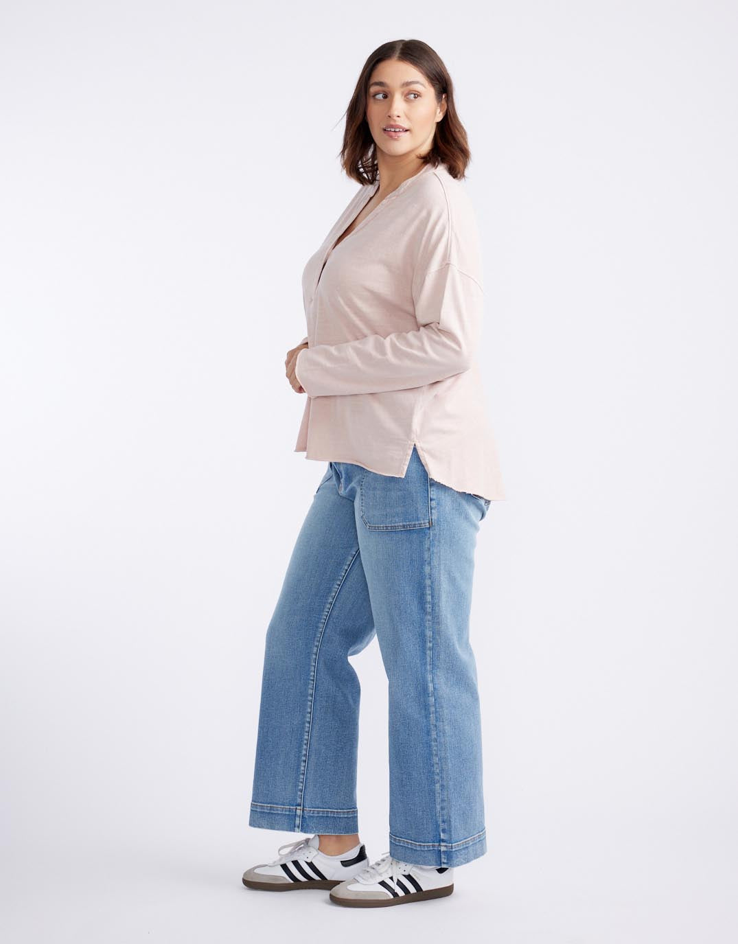 Henley Sunset Top - Dusty Pink