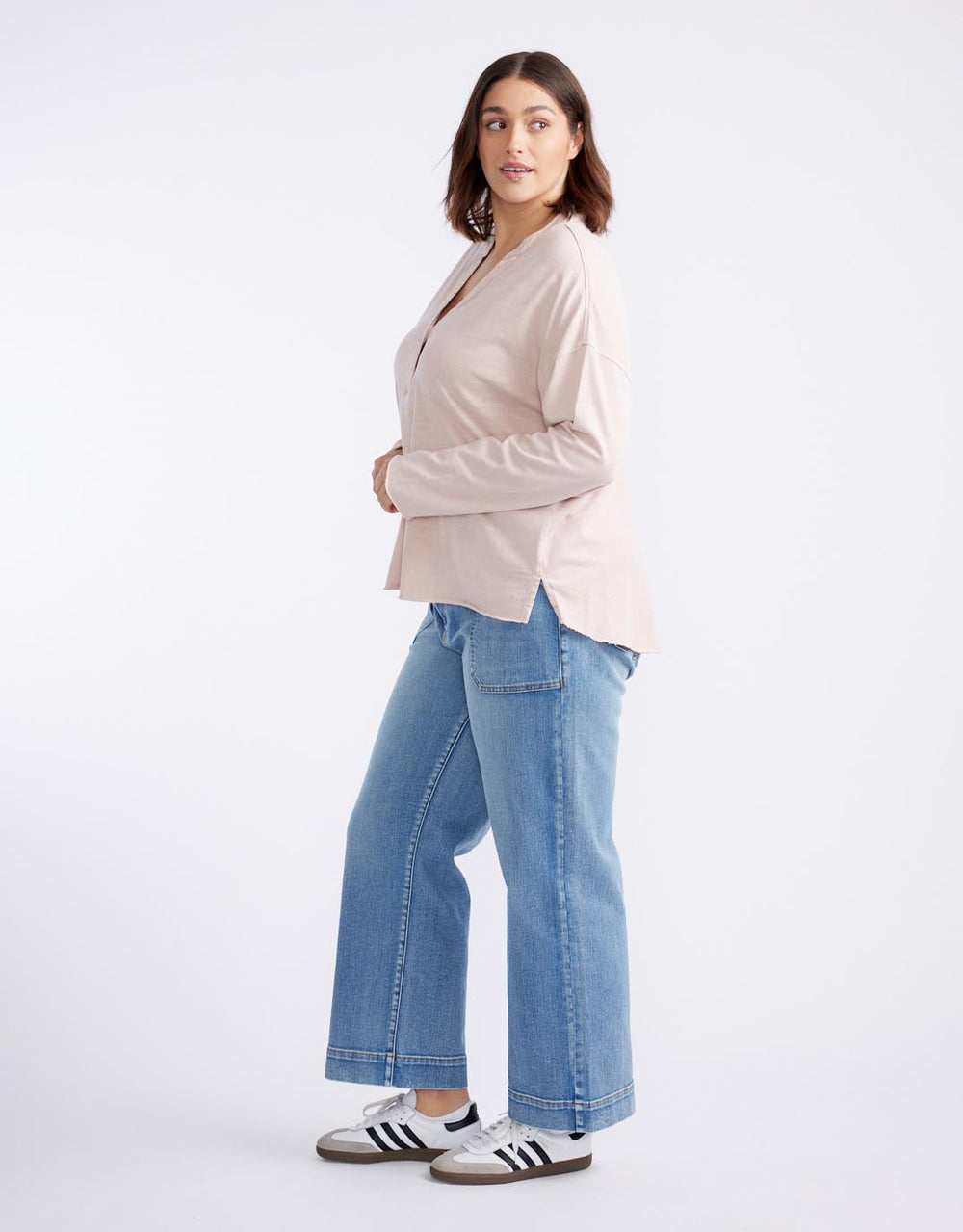 Henley Sunset Top - Dusty Pink