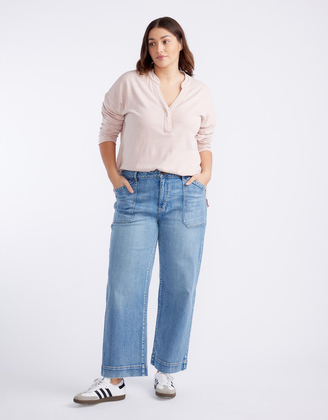 Henley Sunset Top - Dusty Pink