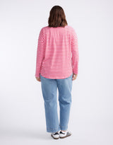 Relaxed Long Sleeve T-Shirt - Pink/Red