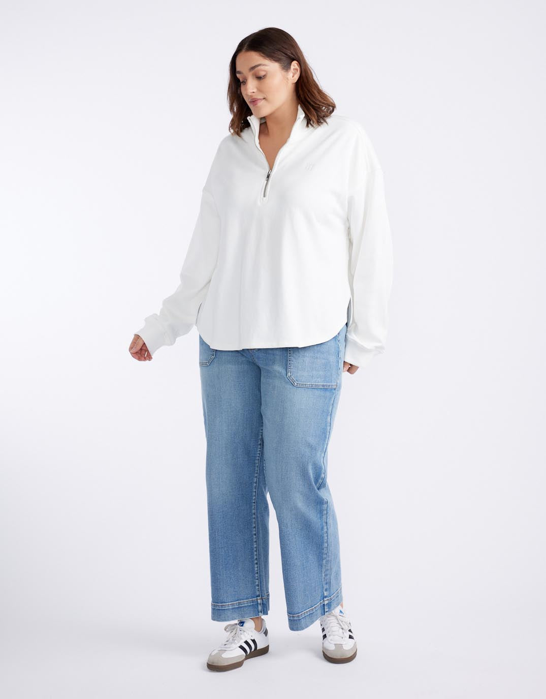 Unwind Half Zip Sweater - White