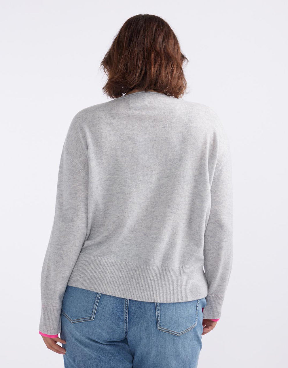 white-co-plus-size-upstate-double-cuff-knit-jumper-grey-marle-neon-pink-womens-clothing