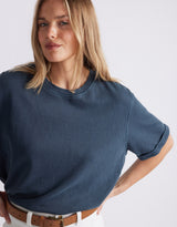 Raw Edge Tee - Washed Navy