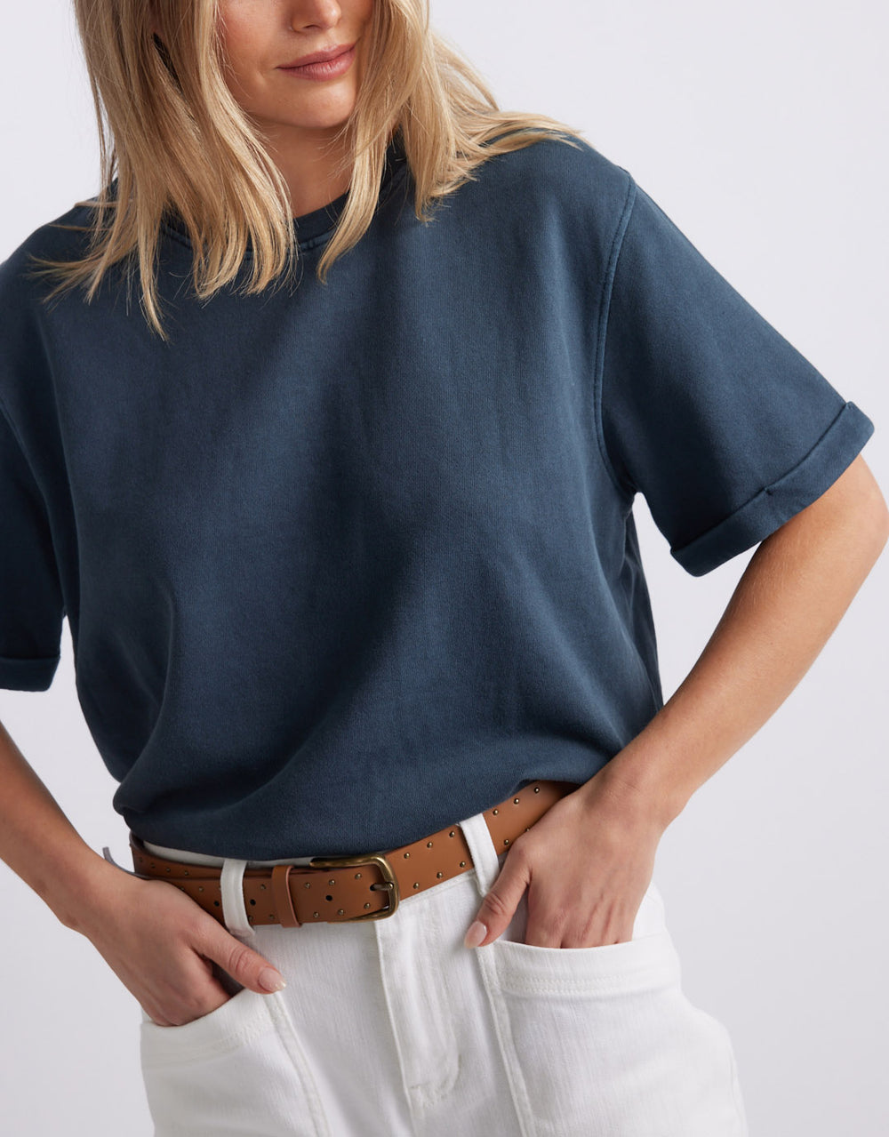 Raw Edge Tee - Washed Navy