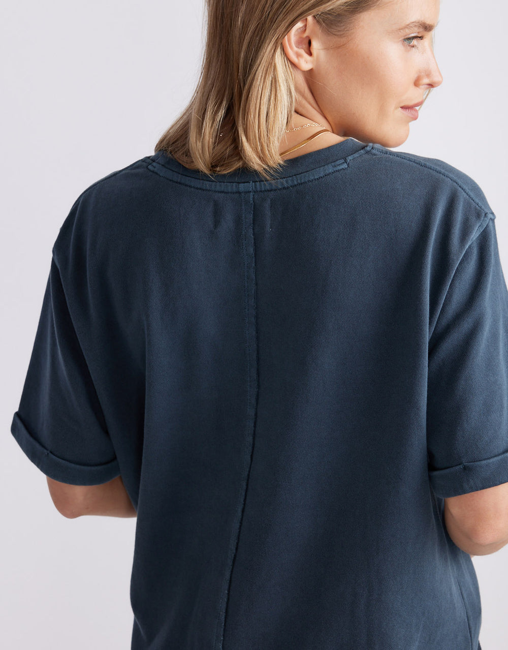 Raw Edge Tee - Washed Navy