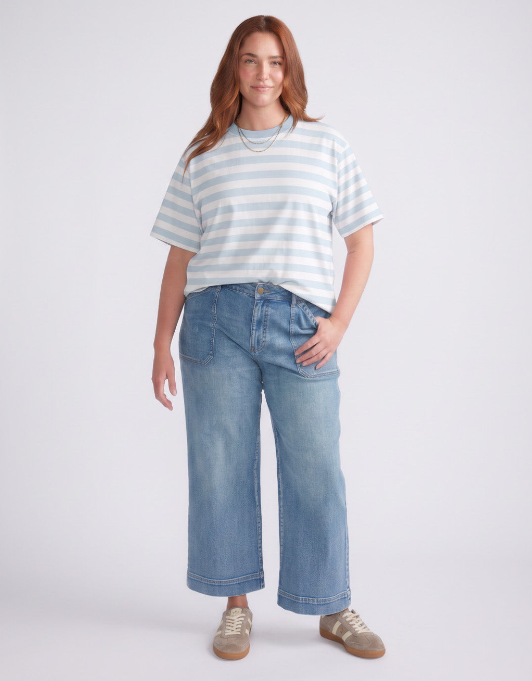 Relaxed Tee - Ice Blue/White