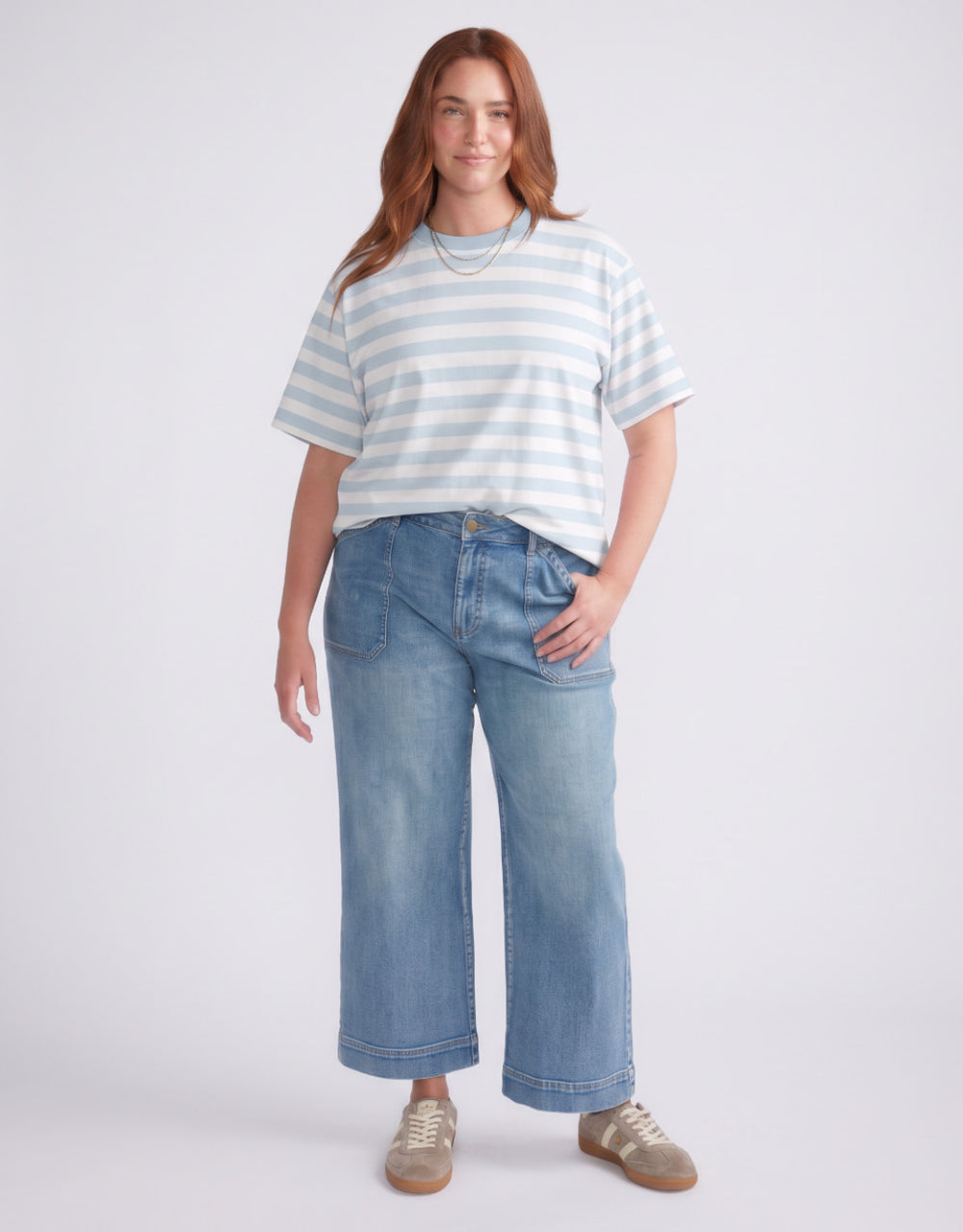 Relaxed Tee - Ice Blue/White