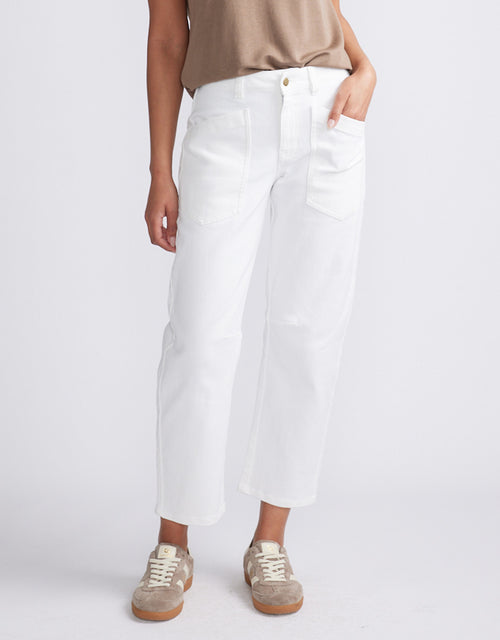 Saskia Cargo Barrel Jean - White