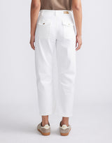 Saskia Stretch Cargo Barrel Jean - White