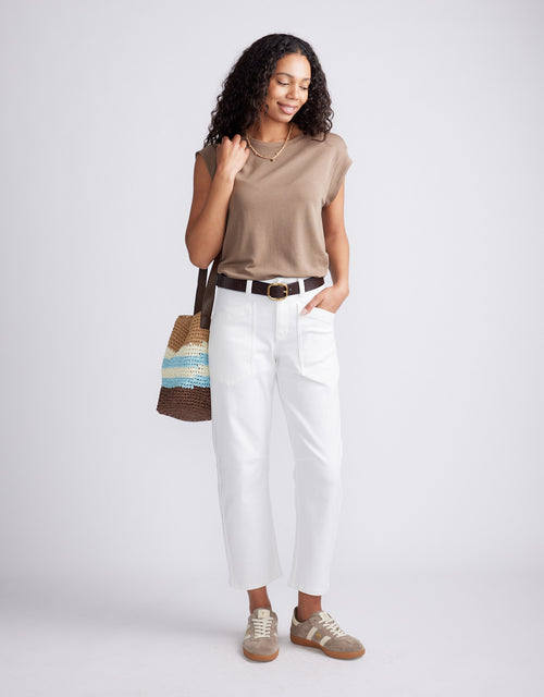 Saskia Cargo Barrel Jean - White