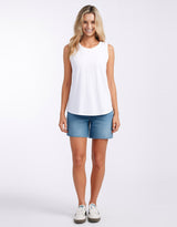 Scoop Hem Tank - White