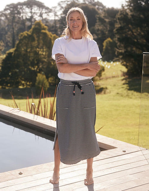 Signature Midi Skirt - Navy/White Stripe