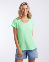 white-co-sorbet-stripe-round-neck-tee-neon-green-womens-clothing