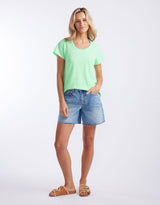 white-co-sorbet-stripe-round-neck-tee-neon-green-womens-clothing