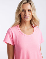 white-co-sorbet-stripe-round-neck-tee-neon-pink-womens-clothing