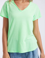 white-co-sorbet-stripe-vee-neck-tee-neon-green-womens-clothing