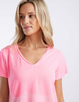 white-co-sorbet-stripe-vee-neck-tee-neon-pink-womens-clothing