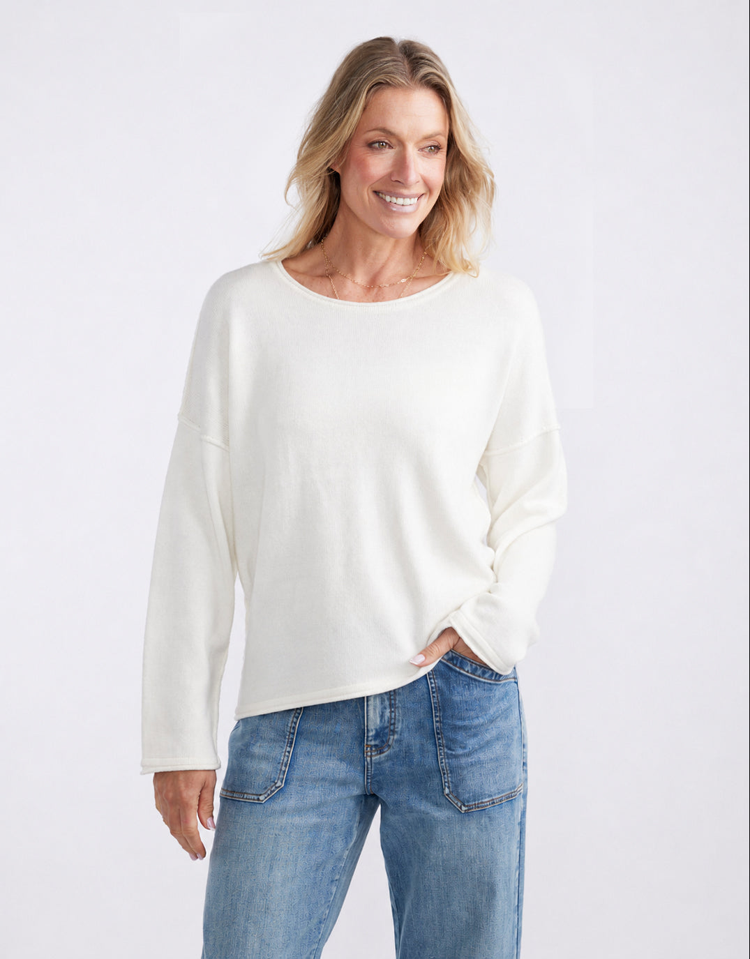 Sorrento Raw Edge Knit - White