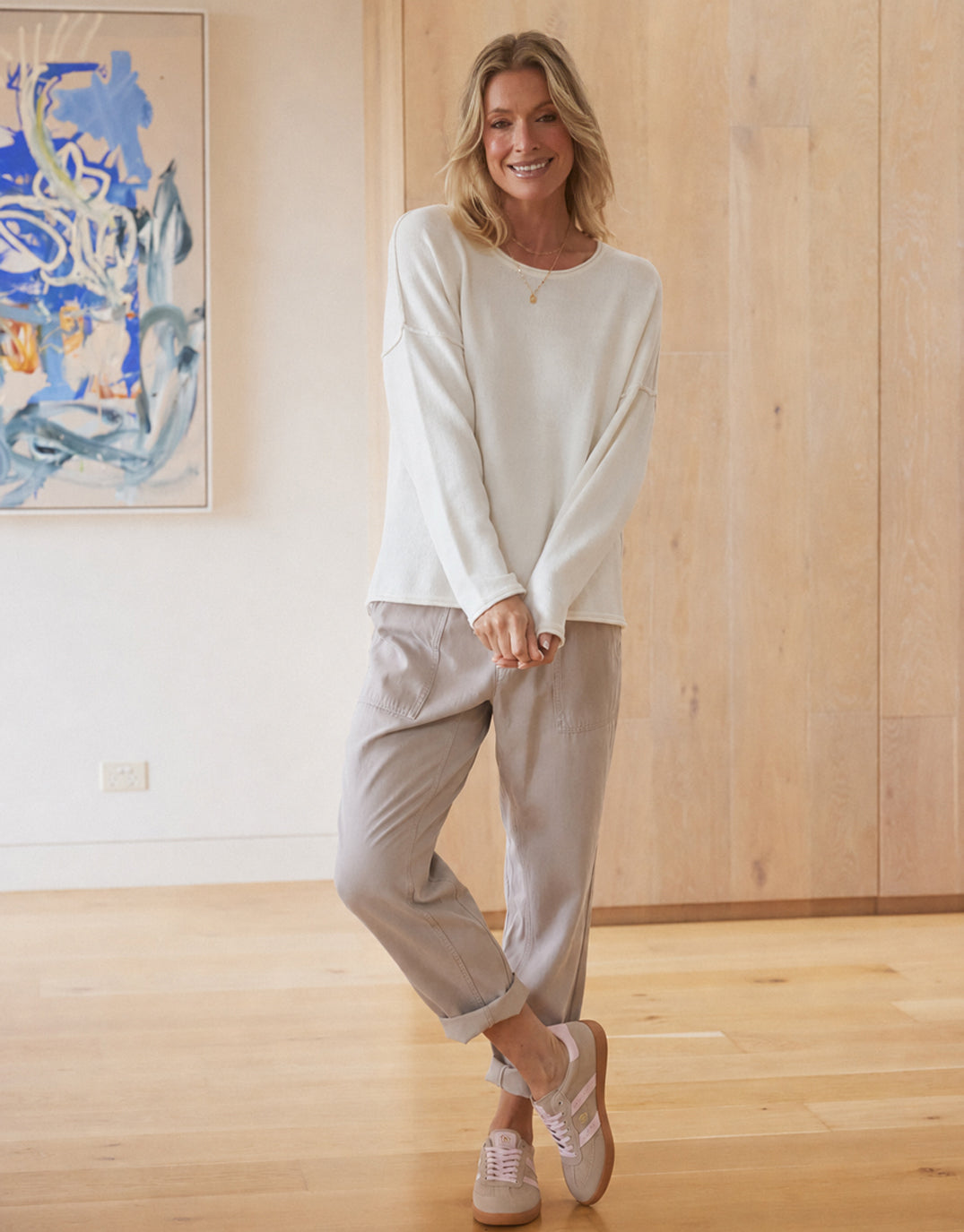 Sorrento Raw Edge Knit - White