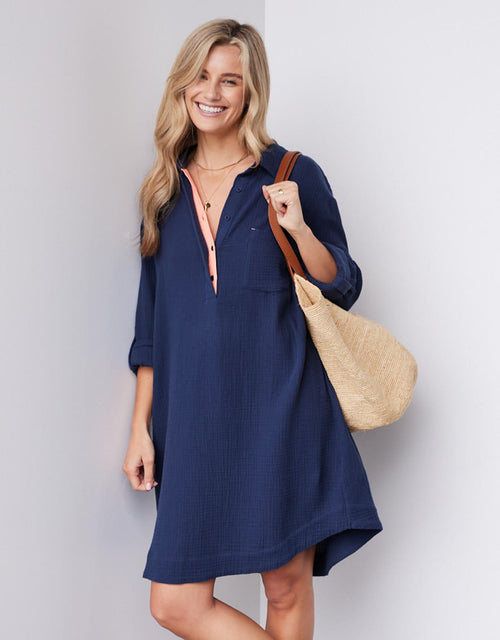 St Barts Dress - Ink / Sorbet Orange