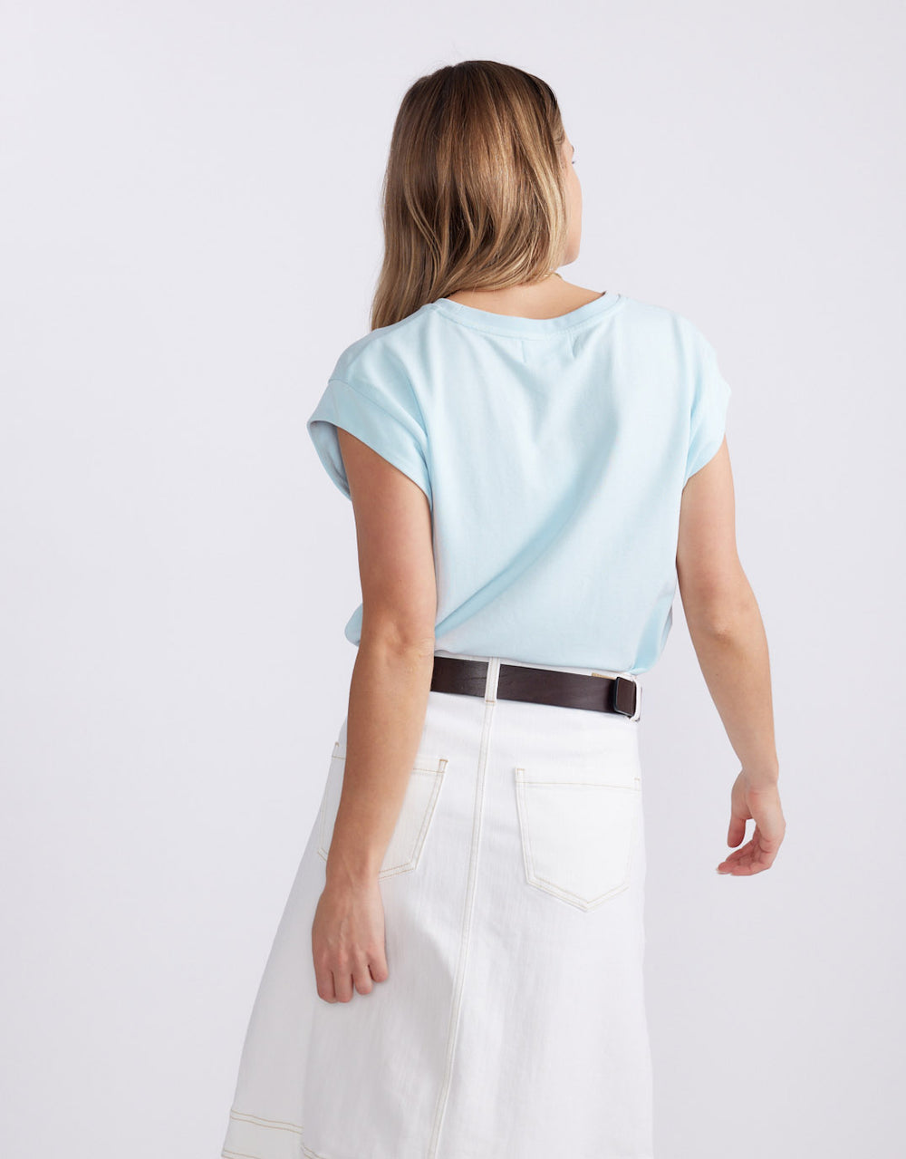 The Edit Cap Sleeve Tank - Ice Blue