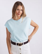 The Edit Cap Sleeve Tank - Ice Blue