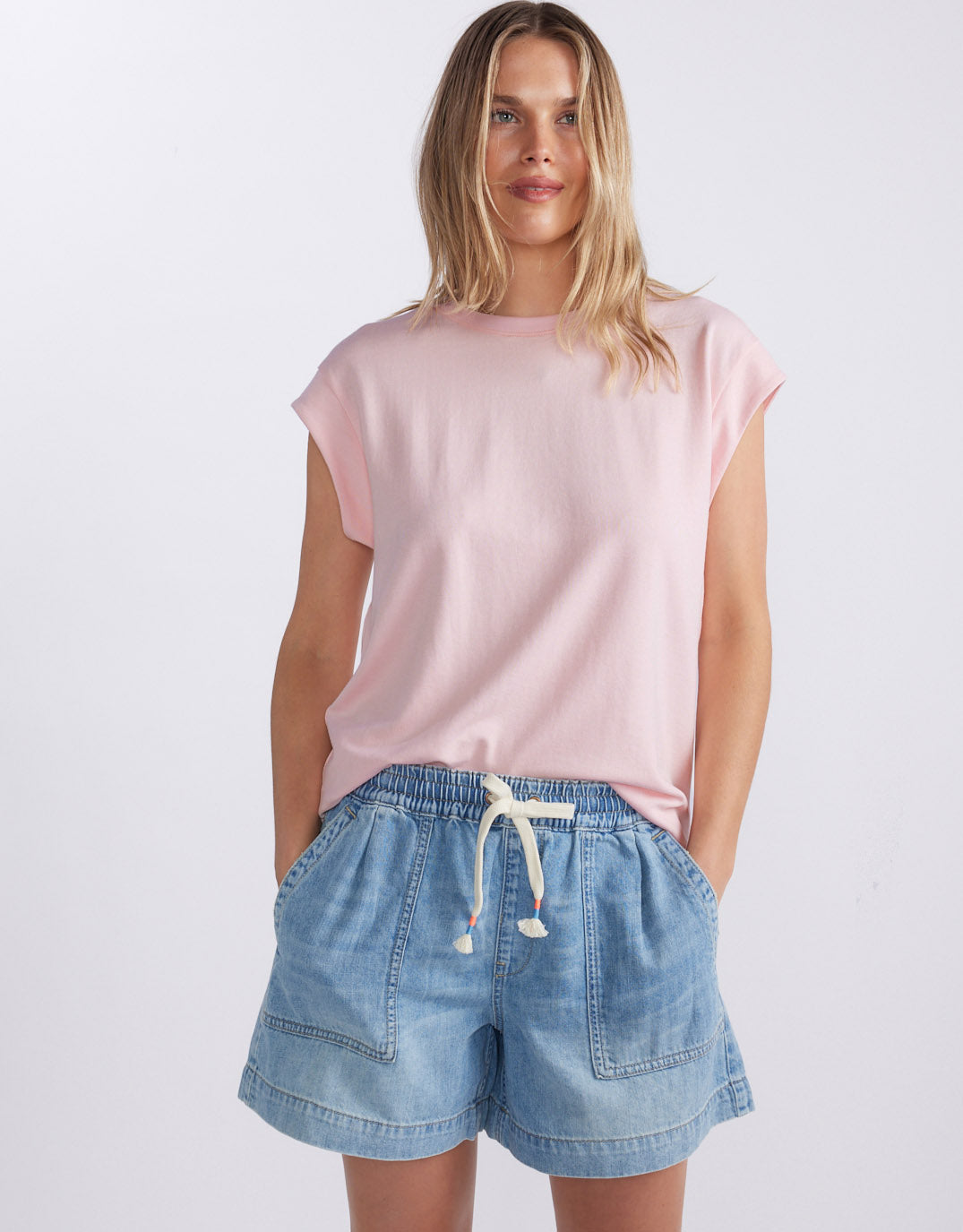 The Edit Cap Sleeve Tank - Pale Pink