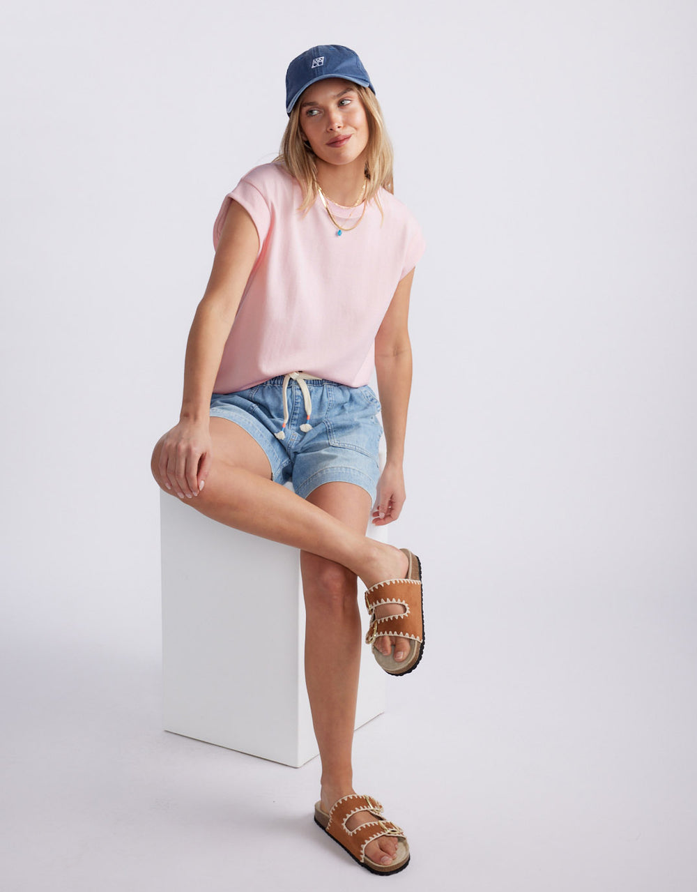 The Edit Cap Sleeve Tank - Pale Pink