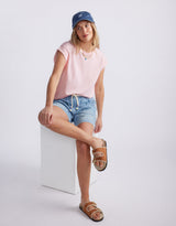 The Edit Cap Sleeve Tank - Pale Pink